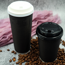 Black Horizonal Ripple Paper Cups